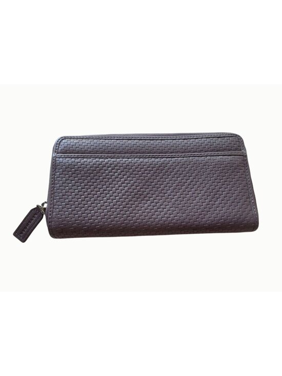 Levenger Tuscany Accordion Wallet Handbags - Levenger Tuscany Accordion Wallet Woven Leather Taupe Zip Around 8"